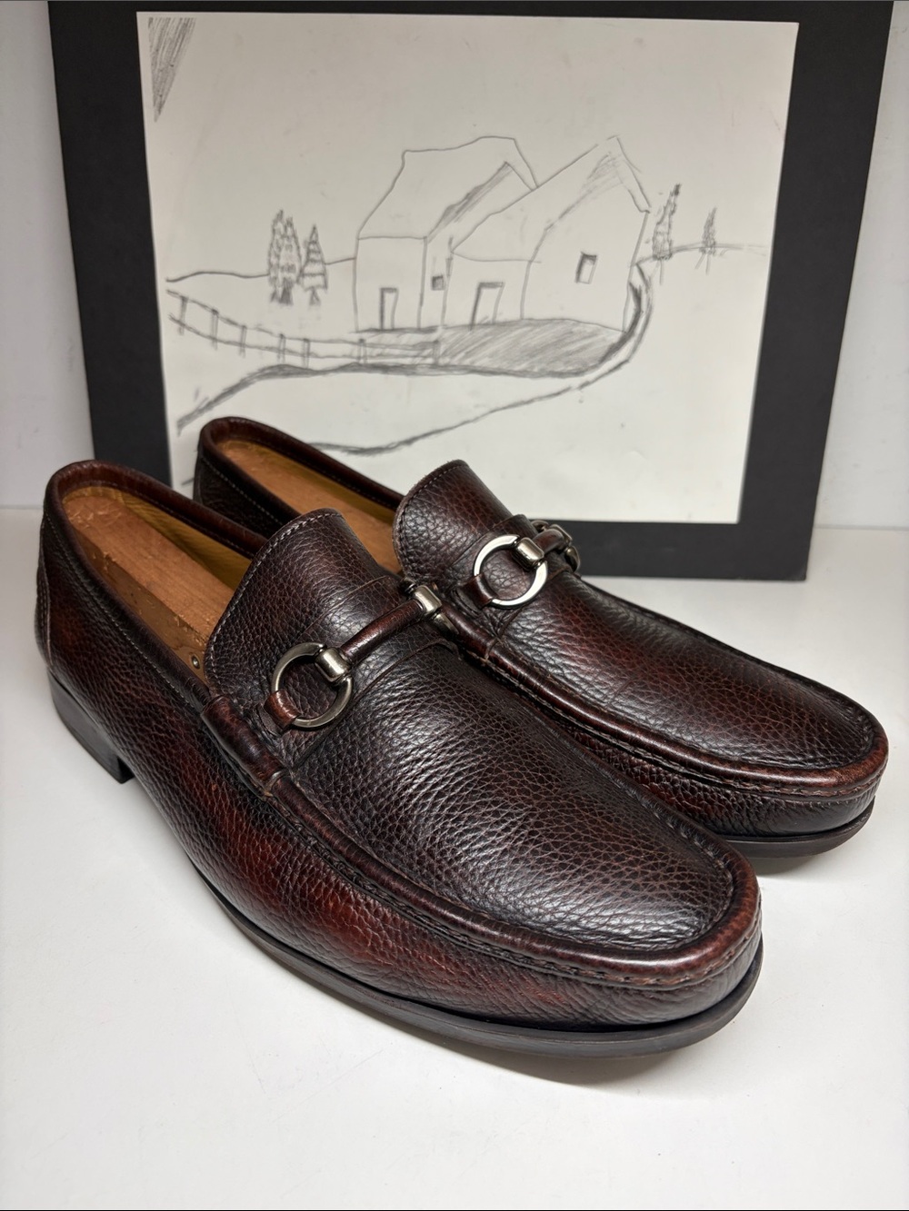 Magnanni Blas III Men's Brown Leather Moc Toe Bit Loafers Size US 9.5 - Picture 12 of 16